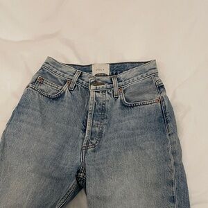 Doen Light Blue Denim Jeans, button fly, 100% cotton, sz 24